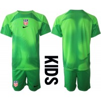 Camisa de Futebol Estados Unidos Goleiro Equipamento Secundário Infantil Mundo 2022 Manga Curta (+ Calças curtas)